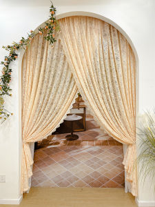 French Entry Lux Milk Brown Lace Cross Mesh Curtains Light Transmission Nontransparent Bedroom Ins Style Fancy Bay Window Voile