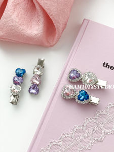 กิ๊บติดผมรูปหัวใจประดับเพชรสีสันสดใส AM1013 ซีรีส์เรขาคณิต กิ๊บติดผมหน้าม้าแบบเรียบง่ายสำหรับเด็กผู้หญิง กิ๊บติดผมข้าง