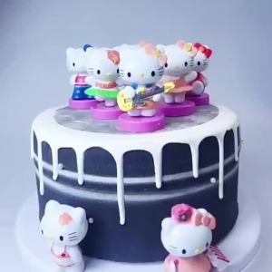 Sanrio | Kt Cat Summer Cute Trendy Series Decorative Mini Action Figure Model Doll Girl Toys Kids Festival Gifts Cake Decoration