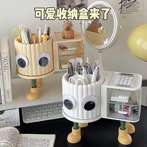 【D326 READY STOCK】Ins Style 360-Degree Rotating Holder Storage Box Stationery Jewelry Storage Box Desk Organizers