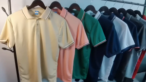 Drifit polo t-shirt lining w/collar button for mens clothing apparel good material