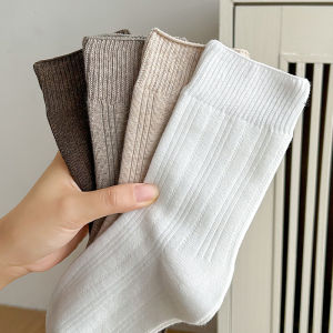 6Pairs Solid Color Socks Women Fashion Soft Cotton Socks Comfortable Autumn Winter Warm Cozy Socks