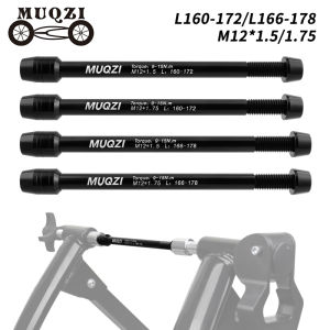 MUQZI Trainer Thru Axle Adapter M12 x 1.5/1.75 Thread 160-172mm 166-178mm Shaft Bike Wheels Quick Release Skewers