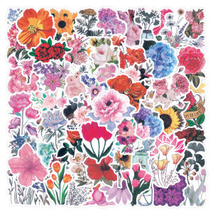 100PCS Flowers Stickers For Waterproof Decal Laptop Motorcycle Luggage Snowboard Fridge Phone Car Sticker