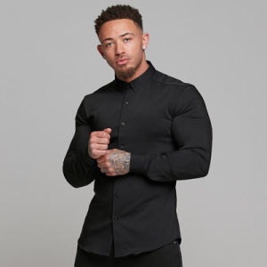 Muscular Fitness Mens Long Sleeve Slim Fit Stretch Quick-Dry Shirts