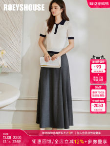 กระโปรงทรงเอเอวสูง ผ้าโพลีเอสเตอร์ ทรงสีเทาเข้ม กระโปรงทรงเอผู้หญิงสำหรับใส่ไปทำงาน กระโปรงทรงเอสไตล์ใหม่ปี 2025 สำหรับผู้หญิง