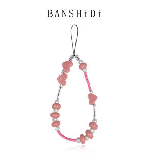 Handmade Short Mobile Phone Lanyard Candy Beads Natural Pearl Artificial Crystal Heart Shaped Soft Candy Chain Anti-Loss Accessories