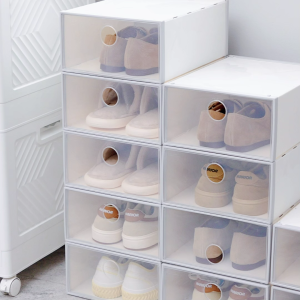 Citylife Shoe Box Stackable Transparent Flip Top Lid Shoe Storage Organizer Dustproof with Handle Multi Use