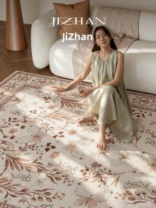 French Antique Style Pink Cream Flower Butterfly Waterproof Carpet