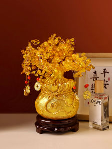 BHM Wealth Attraction Tree Home Decor Resin Tabletop Decoration Chinese New Home Moving Gift Living Room Bar Cabinet Decor