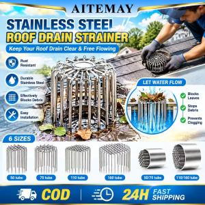 【Ready】Aitemay Stainless Steel Floor Drain Mesh Cover Anti Rat Bird Sewer Pipe Filter Kitchen Bathroom Outdoor Drain Protector Balcony Drainage Grille Net Strainer Gutter Cover 50-200CM