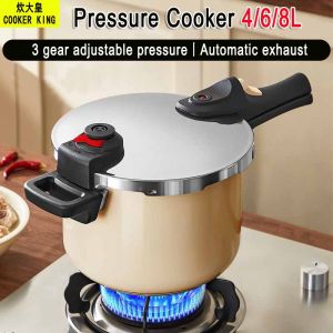 4L/6L/8L COOKER KING 304 Stainless steel thickened pressure cooker adjustable pressure stew pot open flame gas stove Automatic exhaust 100KPa explosion-proof