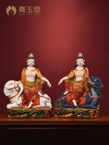 DAIYUTANG | Colorful Wenshu and Puxian Bodhisattva Ceramic Statue