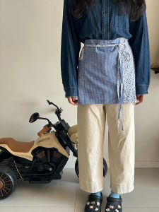 Váy Bếp Hai Lớp Thủ Công Phong Cách Hàn Quốc Họa Tiết Hoa Kẻ Sọc Cổ Điển Cho Phụ Nữ Vải Cotton Polyester Váy Bếp