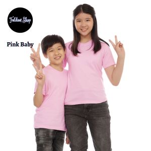 Kaos Polos Anak Oneck Lengan Pendek Bahan Katun Combed 30s Warna Pink Baby