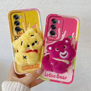 Soft Plush Protective Case for OPPO Reno12 5G Version And Reno12Pro 5G Overseas Edition with Airbag Anti-Fall Cute Cartoon Design