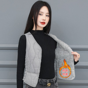 Womens Fleece Lined Short Vest Close-Fitting Warmth Padded Vest Inner Wear Slimming Large Size Anti-Seasonal Cotton down