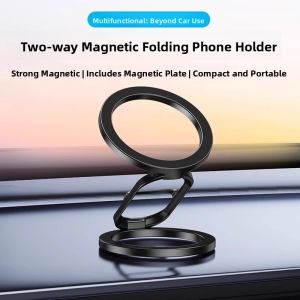 Dual-Sided Magnetic Phone Stand with Rotatable Foldable Metal Ring