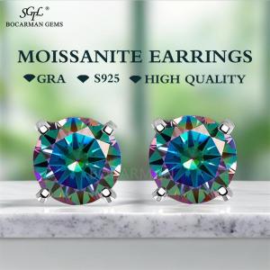 silver golden Gray four claw earrings What size do you want 0.3 carat -3 carat colorful GRA Moissanite 4 Claw earrings for women and men Stud earrings for friends and loved ones