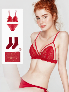 Miss Curiosity | Red French Lace Bra Set Small Chested