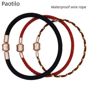 Hong Kong Version Steel Wire Rope Bracelet Waterproof Durable DIY Replaceable Leather Rope Hard Gold Transient Pearl for Men And Women