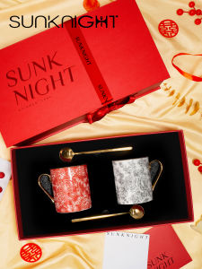 Porcelain Rose-themed Couple Mug Set Gift Box