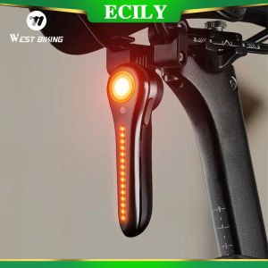 Ecily đi xe đạp phía sau Xe đạp đèn phanh cảm biến IPX6 tuyến tính chảy nhấp nháy đèn hậu ánh sáng thông minh cảm biến có thể sạc lại dẫn đi xe đạp phía Tây