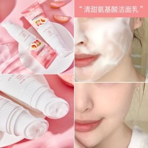 Pembersih wajah / Facial wash peach sweet animo acid cleansing milk dengan kuas silikon lembut