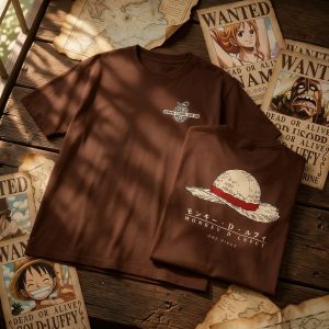 Bandai | 2026 One Piece Luffy Straw Hat Anime Graphic T Shirt Men Women Short Sleeve Tee Streetwear Summer Y2k Tops Parent-child Clothing
