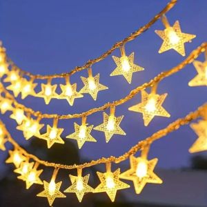 Battery Holiday Garland Lamp LED Star String Lights for Garden Christmas Party Balcony Decoration