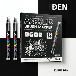 hopk | Bộ 12 Bút Vẽ Acrylic Nhiều Màu Với Đầu Cọ Mực Đen Trắng Vàng Và Bạc Dung Tích Mực Lớn Dùng Cho Đồ Dùng Mỹ Thuật