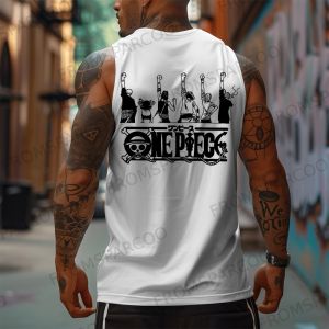 2025 One Piece Anime Luffy and Zoro Printed Pure Cotton Tank Top American Gym Mens Loose Sports Summer Fashion Top