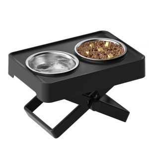 Hipidog | Stainless Steel Dog Bowl Stand Large Dogs Feeding Tray Anti-Flip Elevated Platform Pet Dishes Eating Table Dog Supplies