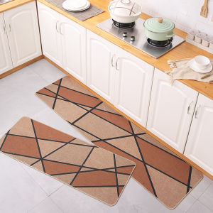 VIKAMA Bohemian Hình Học Thảm Nhà Bếp Chống Trơn Trượt Có Thể Giặt Được Thảm Trải Sàn Polyester Chống Mài Mòn Trang Trí Nhà Thảm Cho Phòng Giặt Đồ