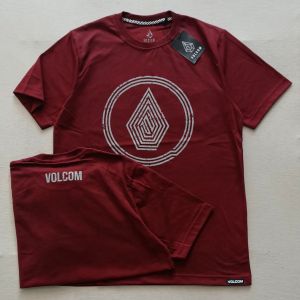 Kaos Volcom Stone Tritone Marun 0197 T-shirt Distro Surfing Pria Sablon Depan Belakang Oblong Pendek