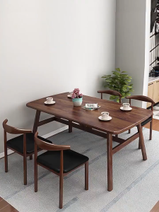 【24 Hours Shipped】Wood Dining Table Solid Wood Furniture Wooden Tables With 4 Chairs Set Nordic Table For Kitchen 120/140cm