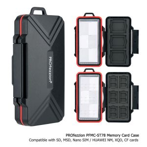 PROfezzion 36 Slots Universal Weatherproof Memory Card Carrying Case Anti-Shock Storage Holder Box for SD Micro SD CF Cfast XQD Nano Sim Huawei Nano Memory MSD SDXC SDHC Cards