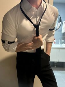 White Casual Shirt Mens Model High End Sensation French Style Bar Leisure Collar Long Sleeve Standard Fit Youth Fashion