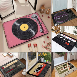 VIKAMA Vintage Cassette Tape Anti Slip Rug Washable Doormat For Bedroom Music Studio Retro Music Lover Home Decor