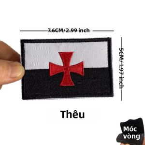 Huy Hiệu Thêu Biểu Tượng Tinh Thần Của Hiệp Sĩ Đền Thờ Phù Hiệu Chiến Thuật Quân Sự Dành Cho Ba Lô Sử Dụng Móc Dán