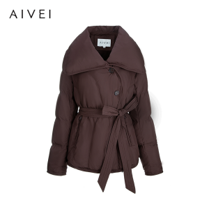 AIVEI | Elegant Belted Flared Collar Down Jacket