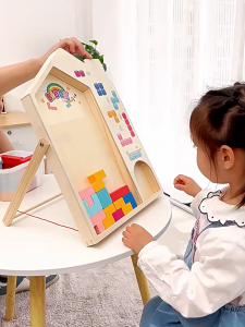 SKISOPGO Wooden Puzzles for Kid Tetris Building Block Logic Training Montessori Educational Toys 3D Jigsaw
