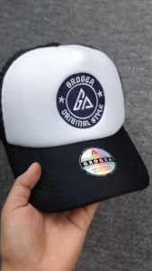 Grogea Topi Jaring Pria Wanita GA 06 Hitam Putih Trucker Hat Bordir Flat