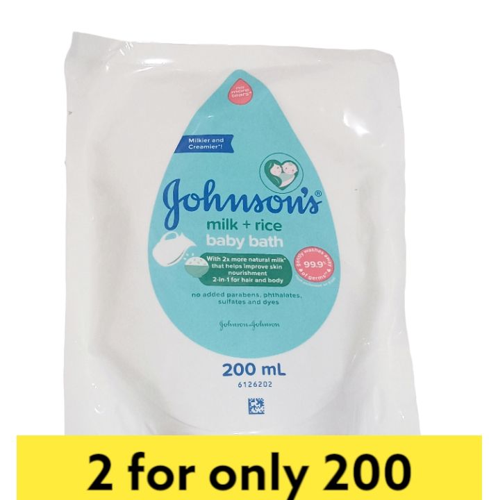 Johnson's milk + rice baby bath refill 200 ml 2 packs for 200.00 only