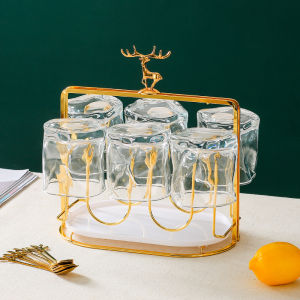 Nhà Bếp Giá Để Cốc Thủy Tinh Di Động Nước Trà Đồ Dùng Để Cốc Kệ Lưu Trữ Xu Hướng Sáng Tạo Chất Liệu Kim Loại Không Cần Lắp Đặt