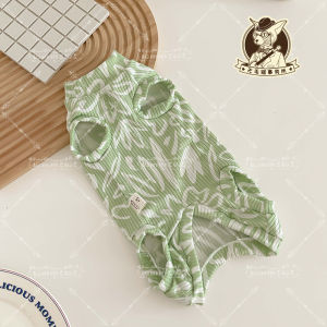 Lightweight Short-Sleeve Cotton Vest for Kittens Breathable Soft Pure Cotton Wood Grain Edge Design Summer Pet Cat Clothes