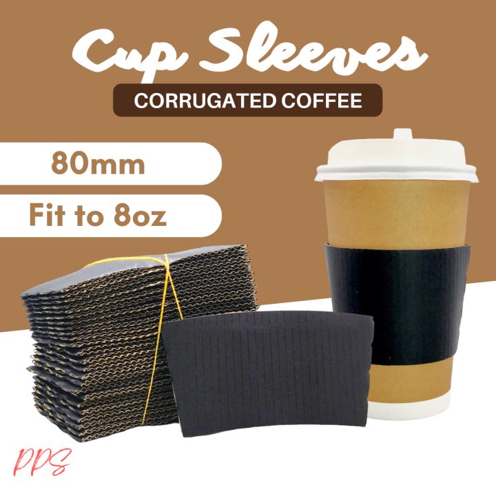 Black Paper Sleeves suitable for 8oz Coffee Cup Sleeve 100pcs/500pcs ...