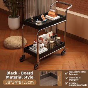 CHUJUN | Wooden Movable Side Table Storage Vintage Trolley Coffee Table