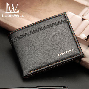 LouisWill กระเป๋าสตางค์ผู้ชายกระเป๋าสตางค์แบบสั้นสำหรับผู้หญิงกระเป๋าเงินหนัง PU นูเกรมกระเป๋าเงินผู้ชายเงินกระเป๋าสตางค์แบบมีตัวล็อก Pouch Koin บริการเครดิตสำหรับการเดินทางธุรกิจออฟฟิศ กระเป๋าตังชายwallet for men