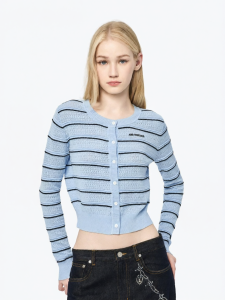 ANN ANDELMAN | Striped and Lace Knit Sweater